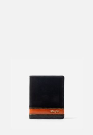 BILLETERA DE ESTILO CASUAL EN CUERO ITALIANO Y DETALLES EN CONTRASTE